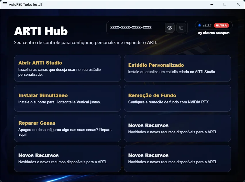 ARTI Hub: centro de controle para configurar, personalizar e expandir o ARTI